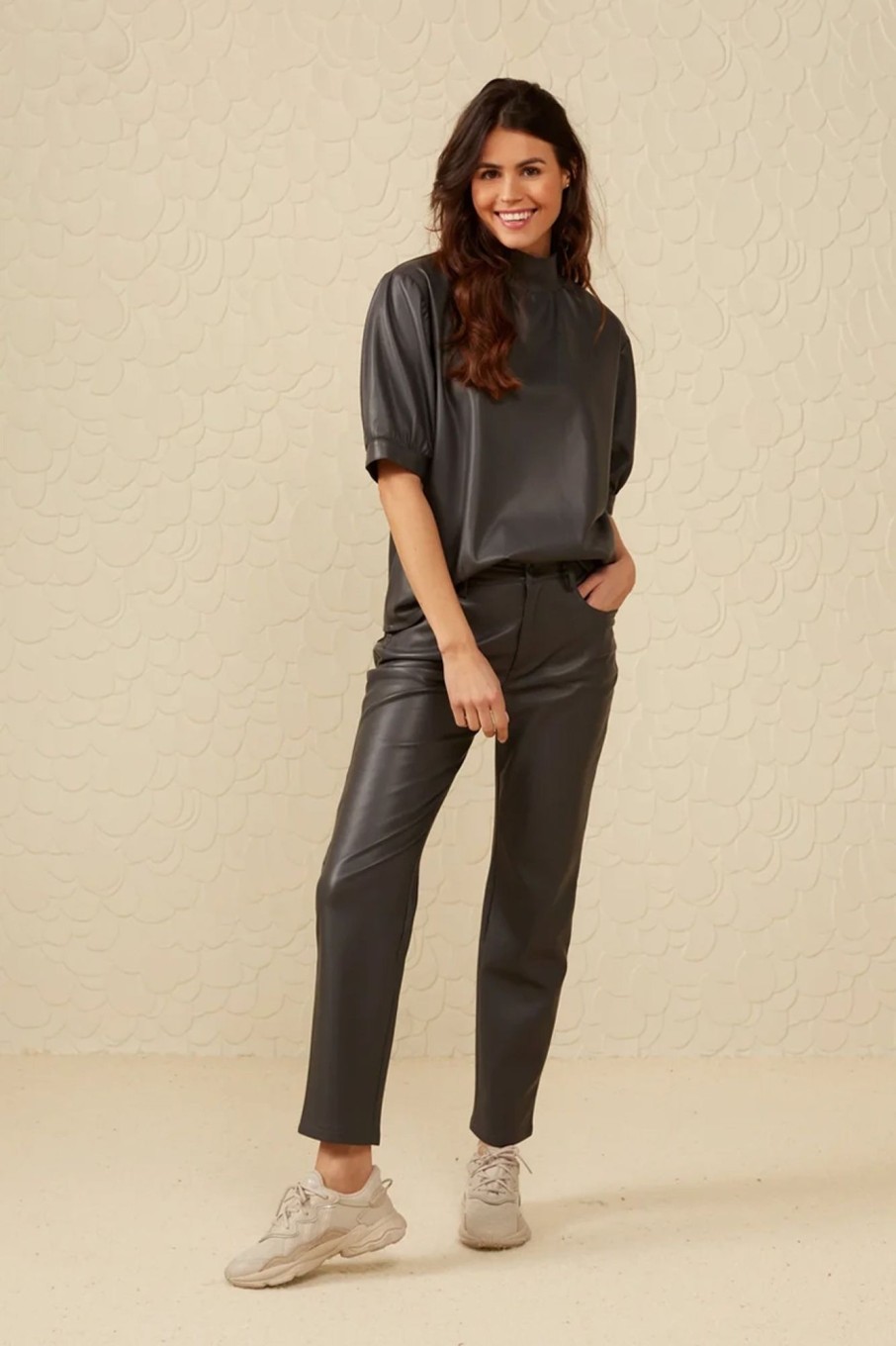 Dames Yaya | Faux Leather Trousers