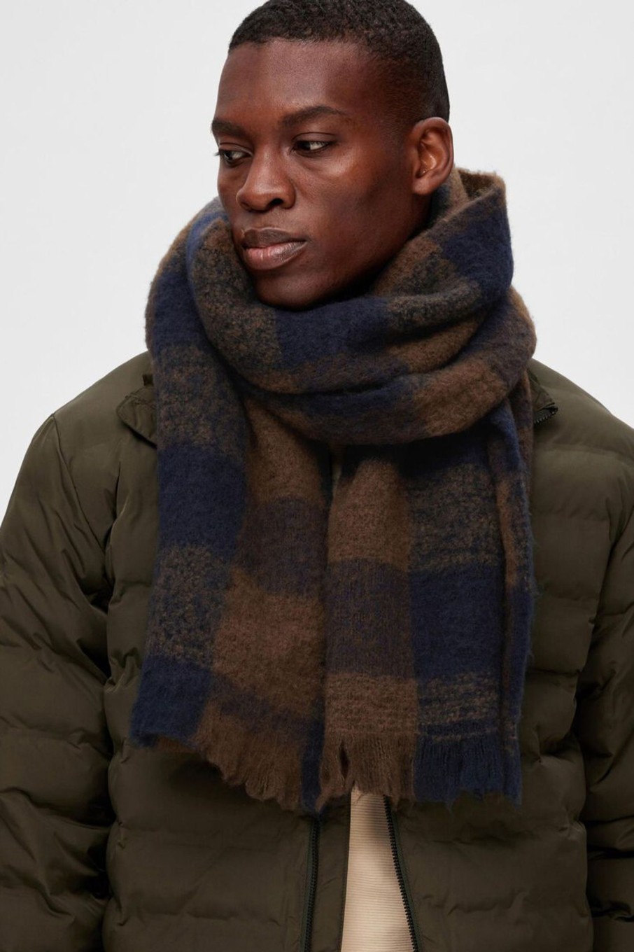 Herren Selected | Slhhogar Checked Wool Scarf B