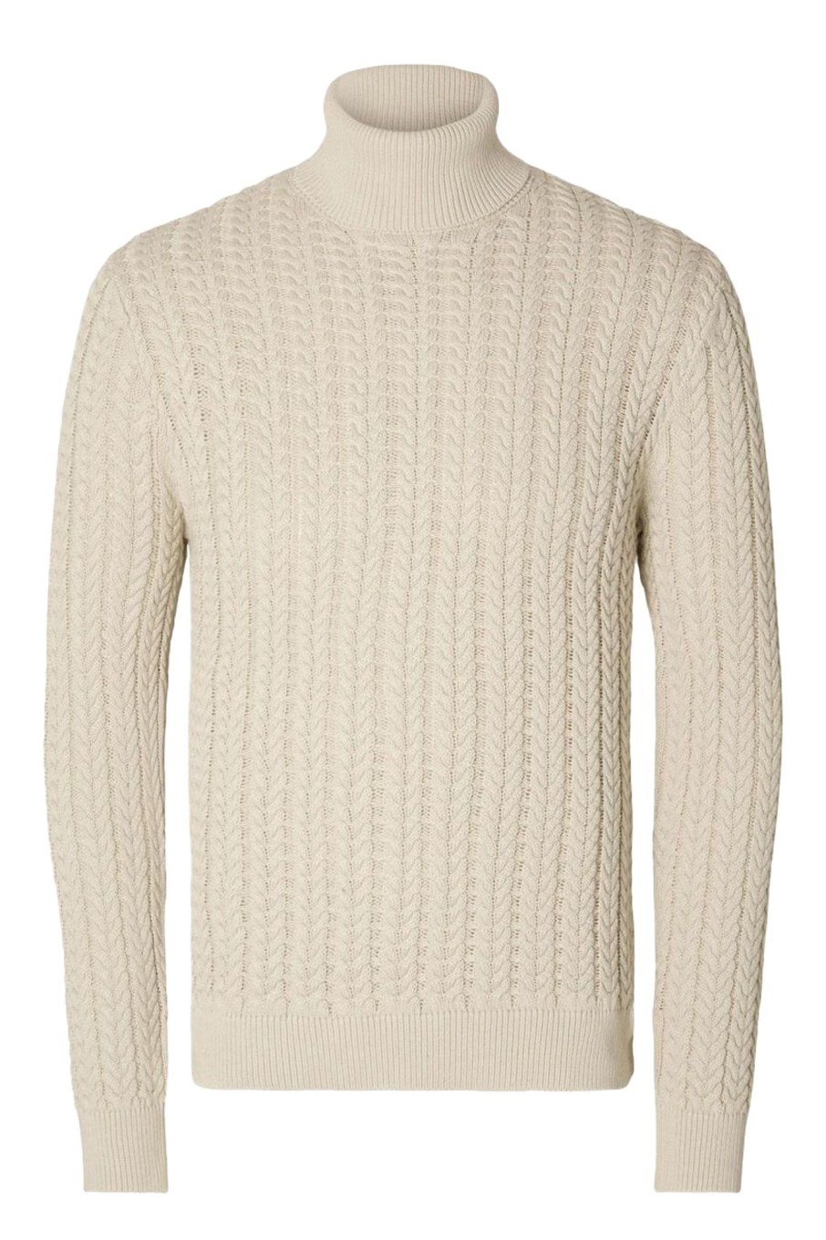 Herren Selected | Slhbrai Ls Knit Cable Roll Neck W