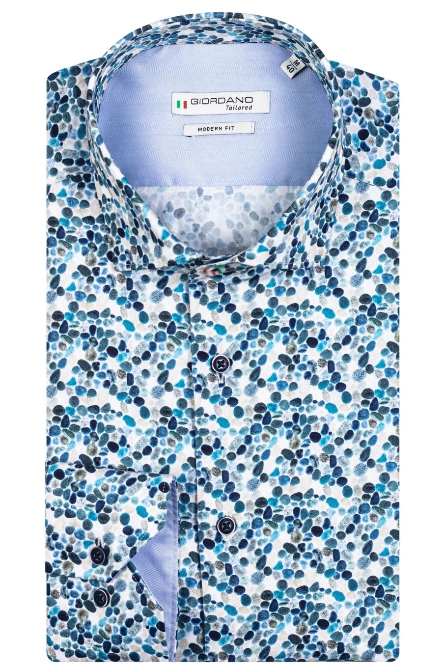 Herren Giordano | Maggiore, Ls Semi Cutaway Stones Print