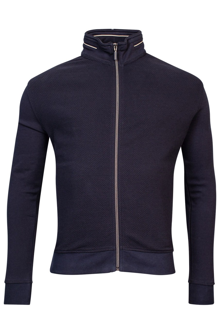 Herren Baileys | Sweat Cardigan Zip Front+Back Body 2-Tone Jacquar