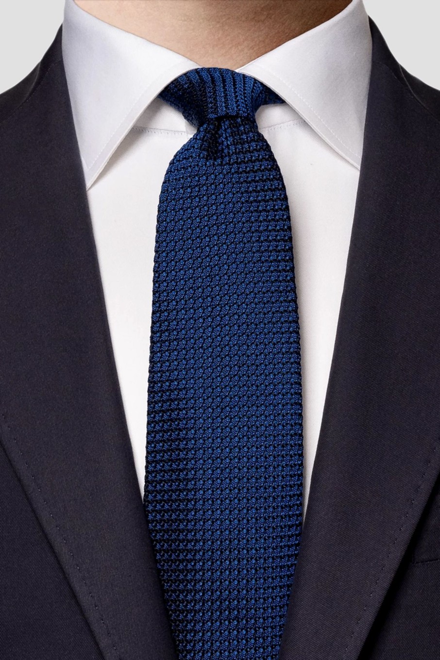 Herren Eton | Navy Blue Silk Grenadine Tie