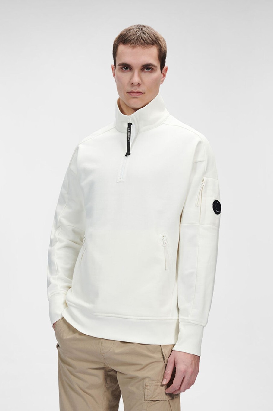 Herren C.P. Company | Diagonal Raised Fleece Quarter Zipped Sweatshirt