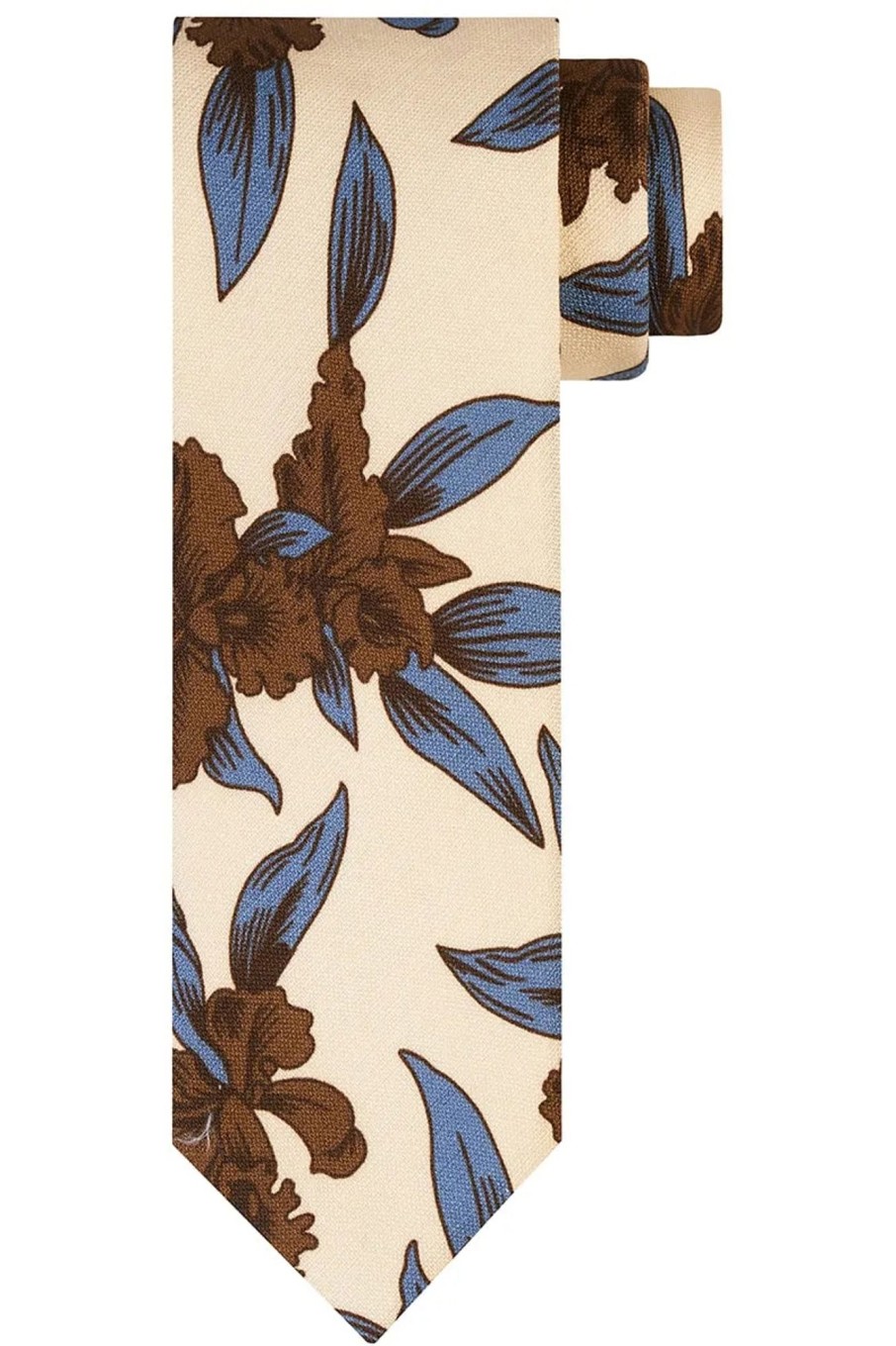 Herren Profuomo | Tie Cotton Silk Print Brown