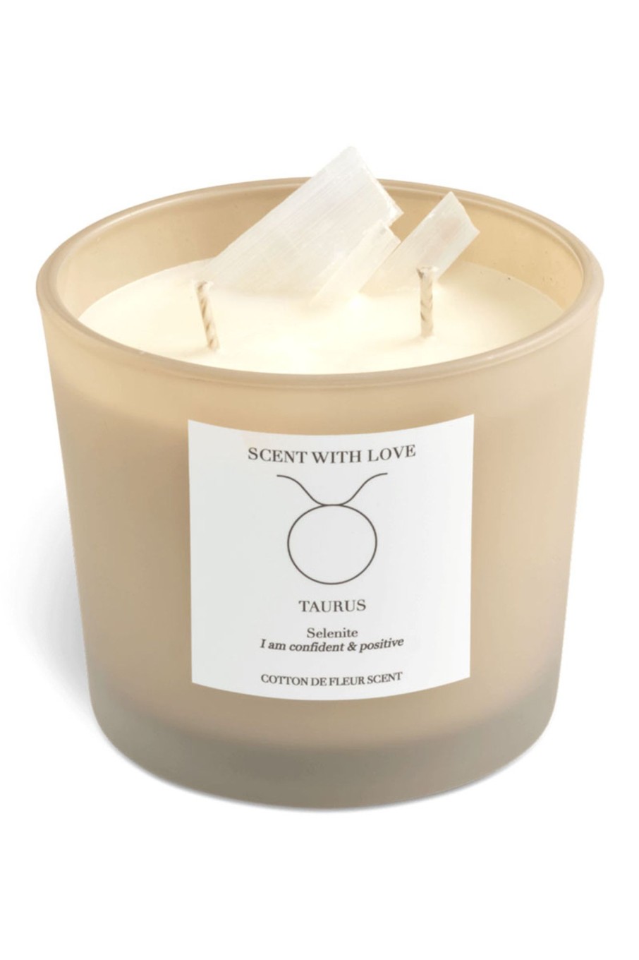 Lifestyle Scent with Love | Beige 300 Gr Candle Zodiac Taurus-Stier|Cotton De Fleur