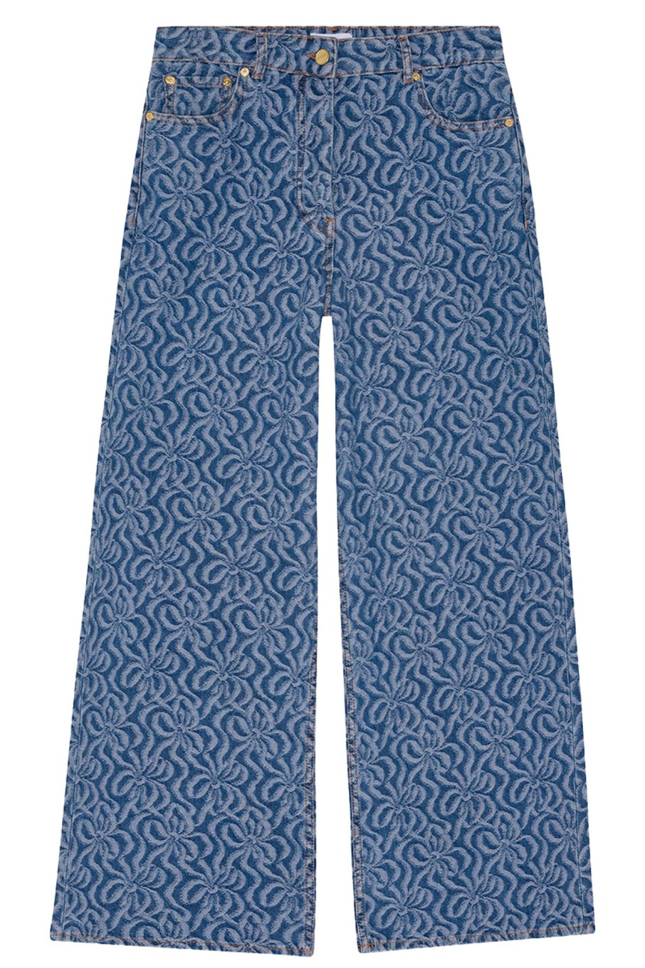 Dames Ganni | Jacquard Denim Wide Pants