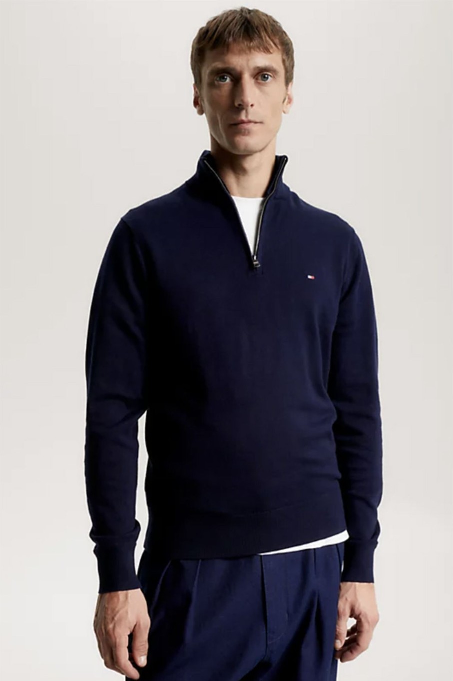 Herren Tommy Hilfiger | Pima Org Ctn Cashmere Zip Mock