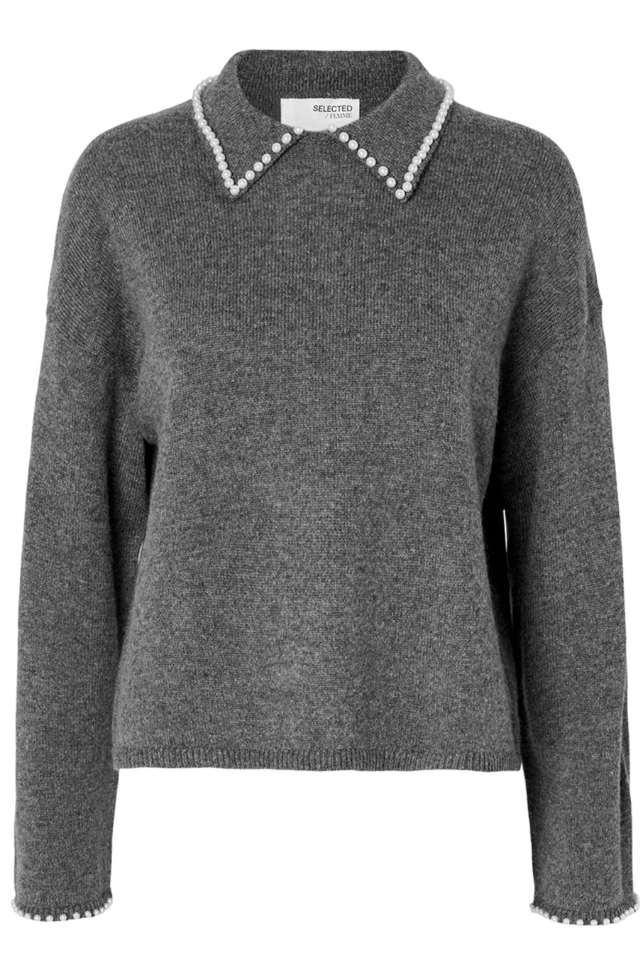 Dames Selected | Slfpernille Ls Pearl Knit Collar Ex