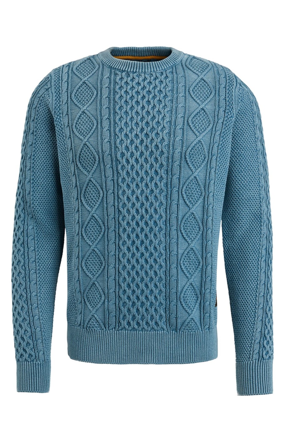 Herren PME Legend | R-Neck Garment Dye Cable Knit