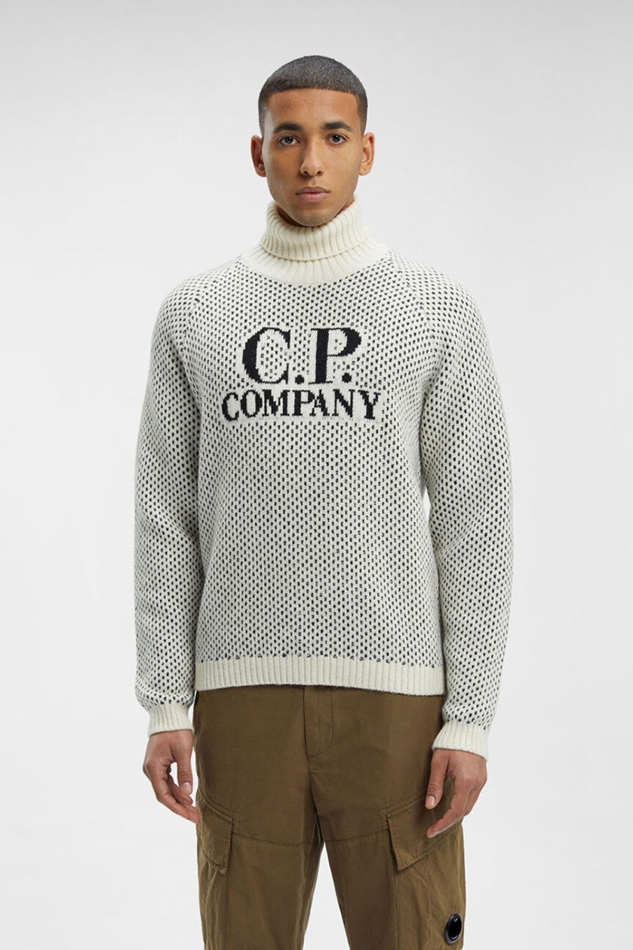 Herren C.P. Company | Wool Jaquard 3 Roll Neck Knit