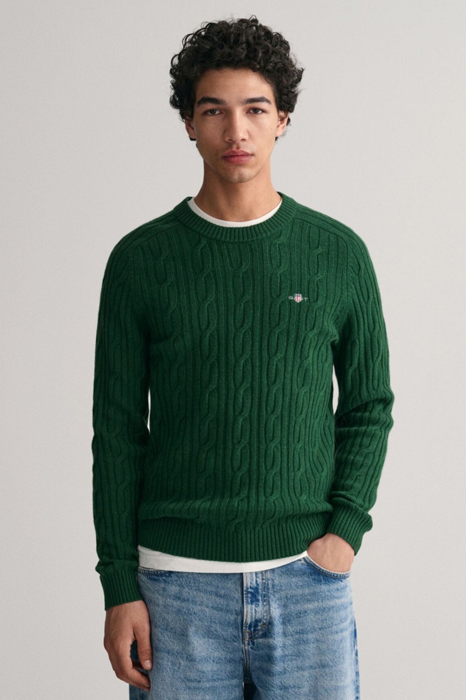 Herren Gant | Lambswool Cable C-Neck