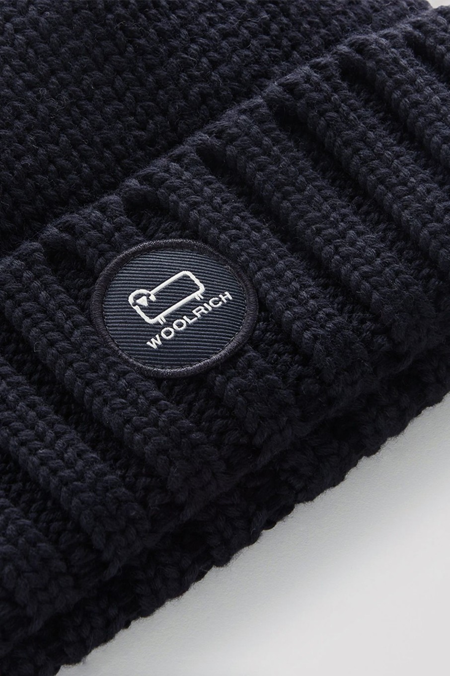 Herren Woolrich | Merino Wool Logo Beanie