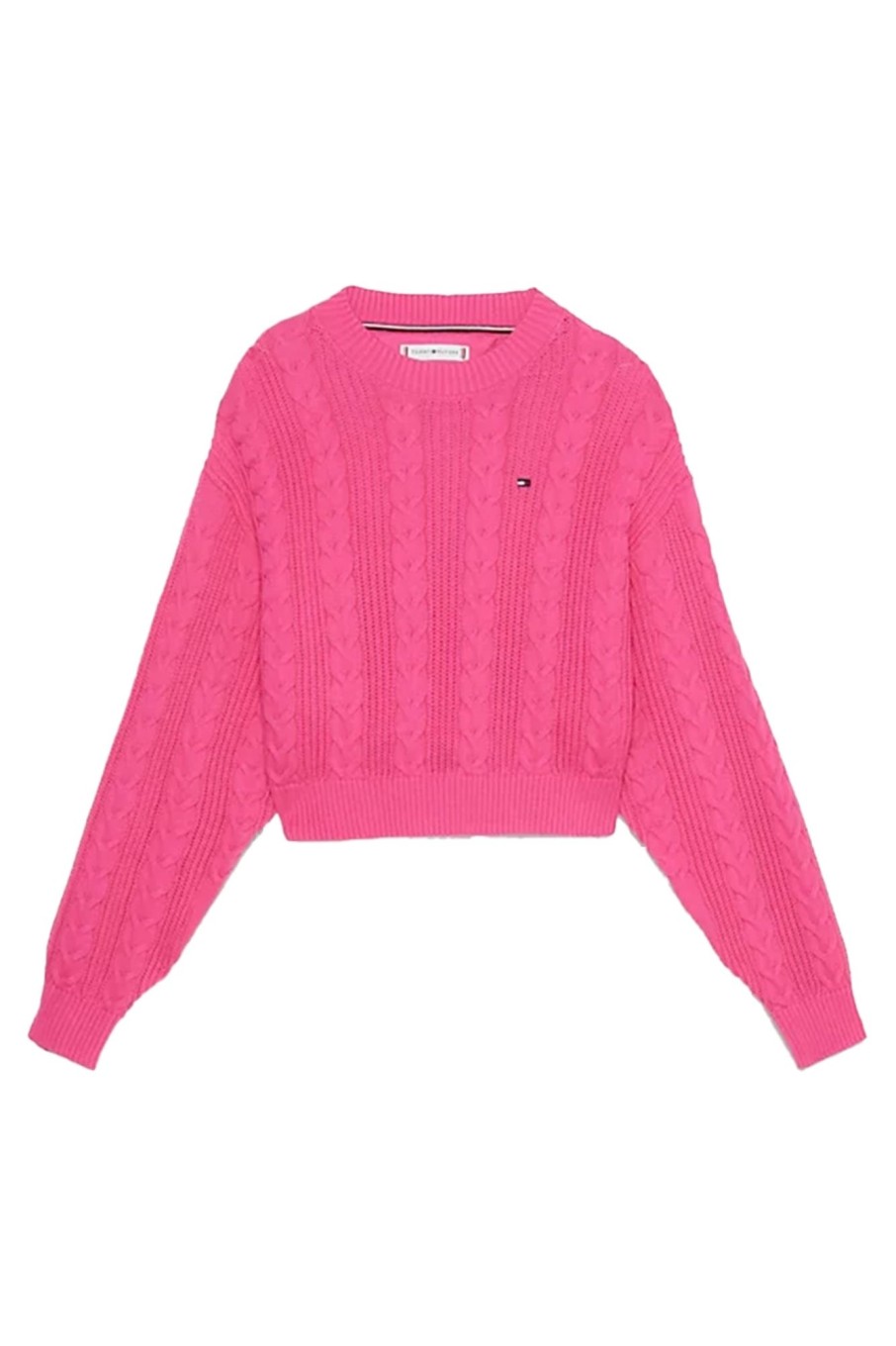 Kids Tommy Hilfiger | Cable Cropped Crew Sweater