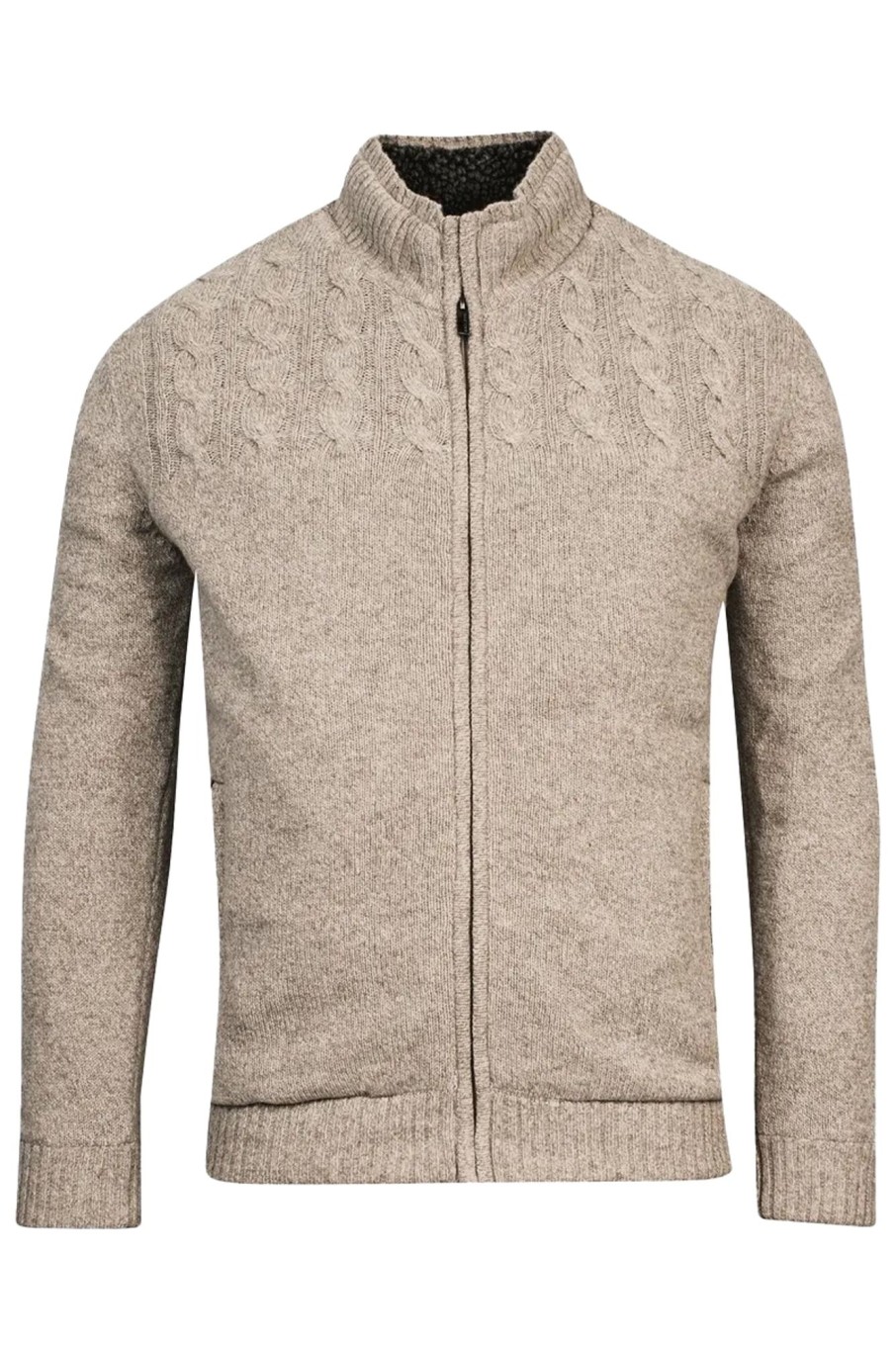 Herren Baileys | Cardigan Zip Top Body In Fancy Cable Structure Kn