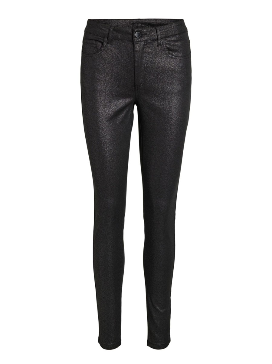 Dames Vila | Visarah Rw Skinny Glitter Jeans Blk