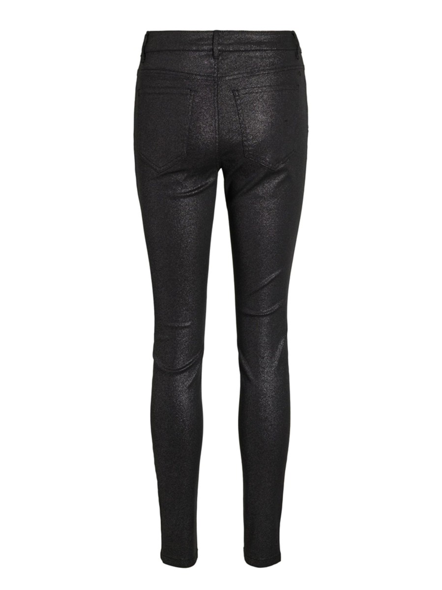 Dames Vila | Visarah Rw Skinny Glitter Jeans Blk