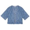 Dames Ganni | Jacquard Denim Flounce Tie Blouse