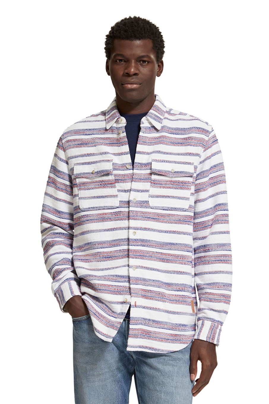 Herren Scotch & Soda | Basket Weave Gradient Stripe Shirt