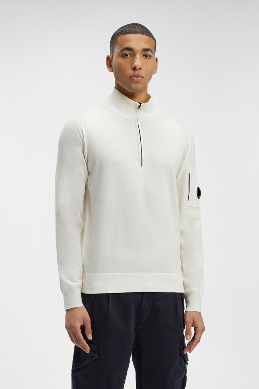 Herren C.P. Company | Extafine Merino Wool Zipped Knit