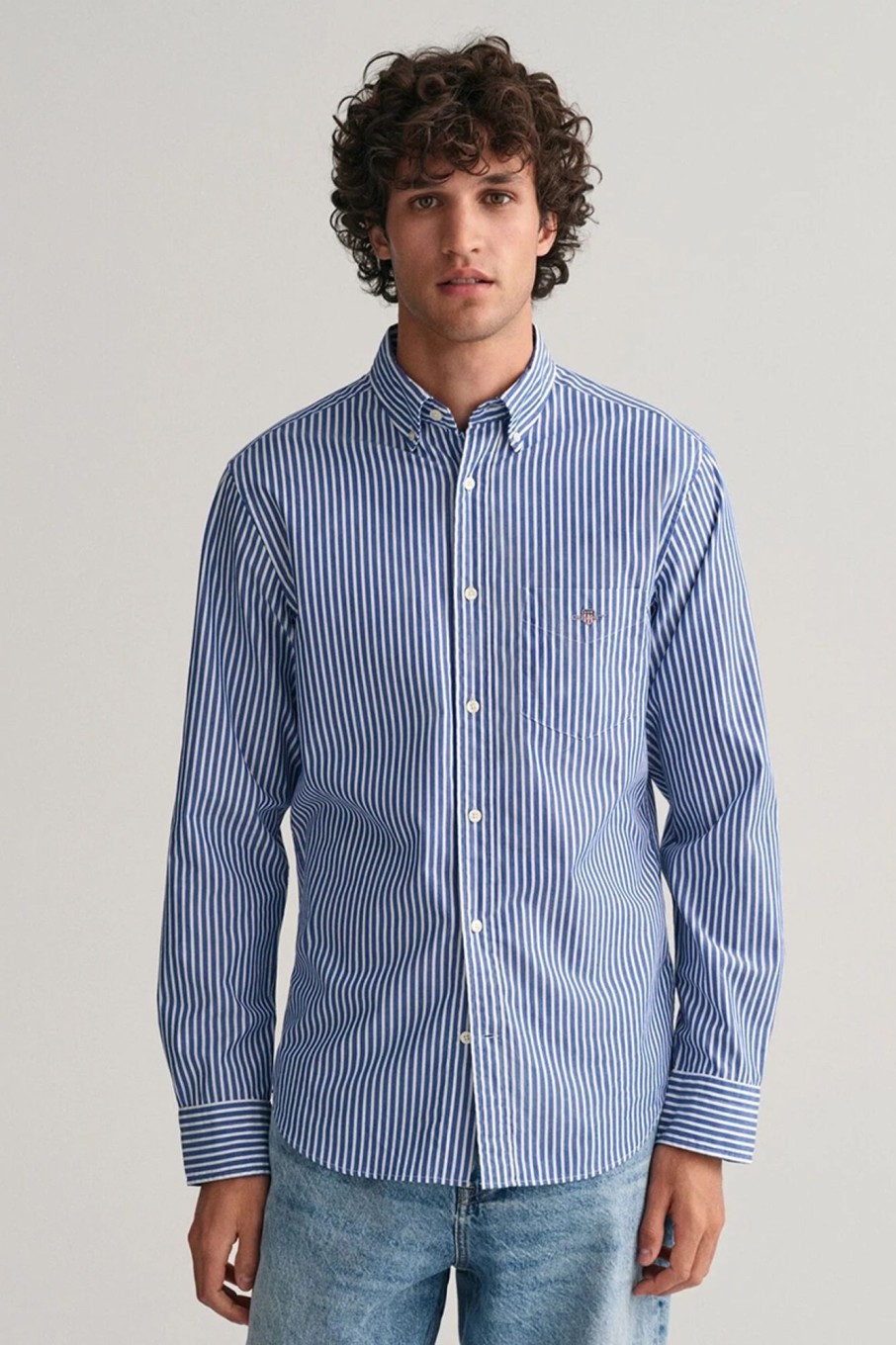 Herren Gant | Reg Poplin Stripe Shirt