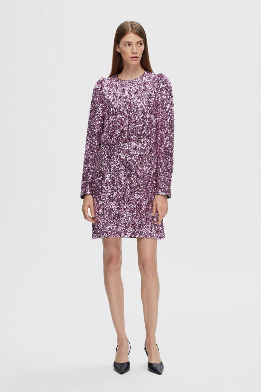 Dames Selected | Slfcolyn Ls Short Sequins Dress B